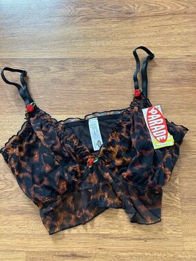 Parade Black & Rust Leopard Sheer Bralette